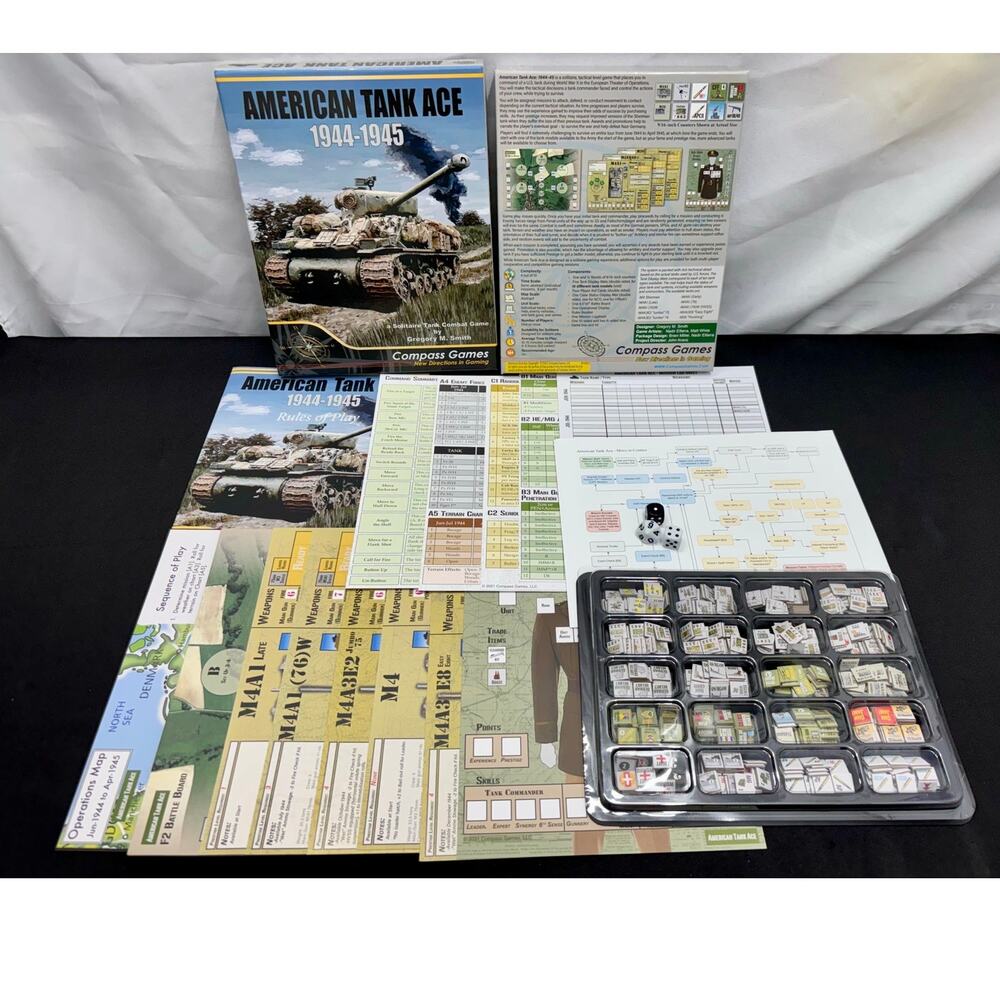 Compass Games American Tank Ace 1944-1945, Complete with Extra Self-Guides